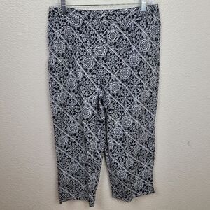 Talbots Black White Mandala Print Cropped Vintage Pants 14 (2713)